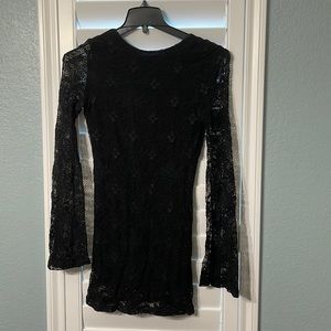 Nightcap Mini Black Dress-Open back